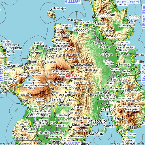 Topographic map of Aglayan