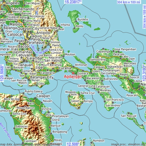 Topographic map of Agdangan