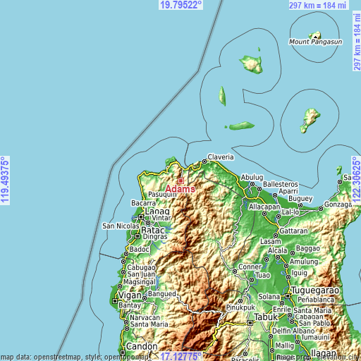 Topographic map of Adams