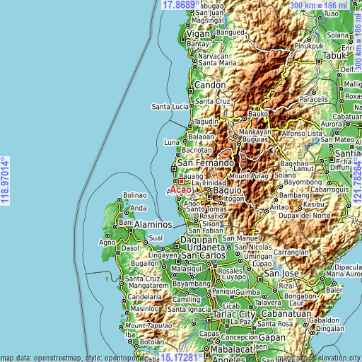 Topographic map of Acao