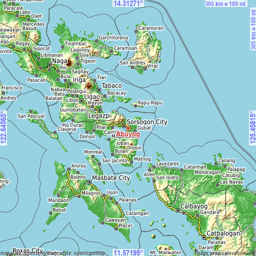 Topographic map of Abuyog