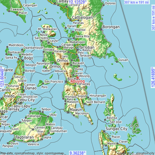 Topographic map of Abuyog