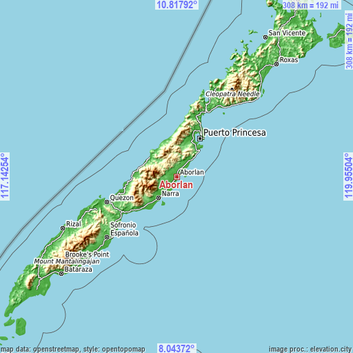 Topographic map of Aborlan
