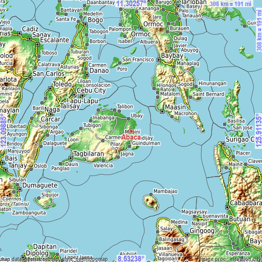 Topographic map of Abaca