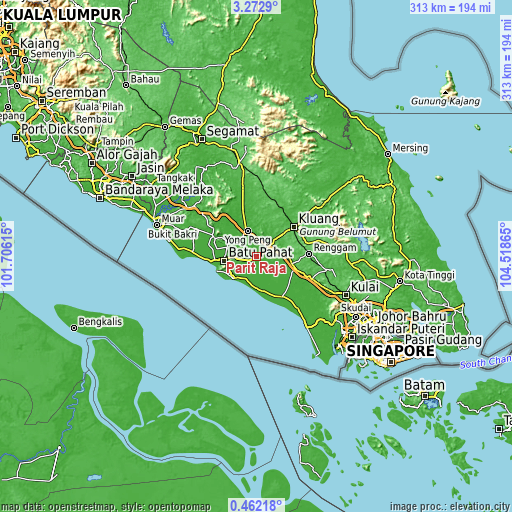 Topographic map of Parit Raja