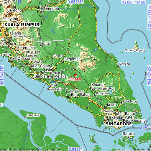 Topographic map of Chaah