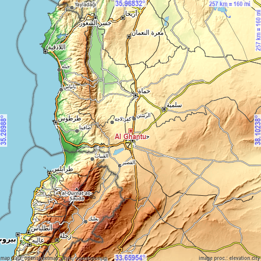 Topographic map of Al Ghanţū