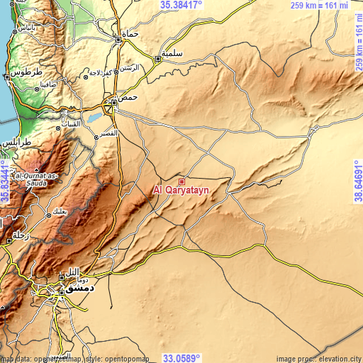 Topographic map of Al Qaryatayn