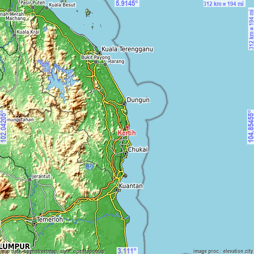 Topographic map of Kertih