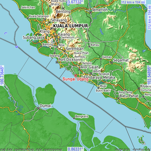 Topographic map of Sungai Udang