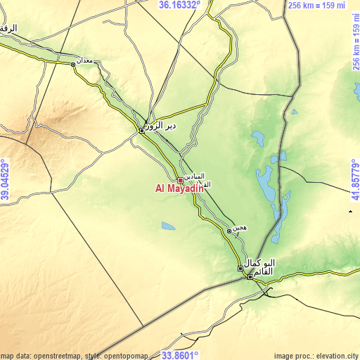 Topographic map of Al Mayādīn