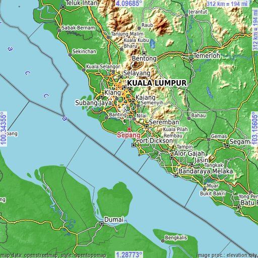 Topographic map of Sepang