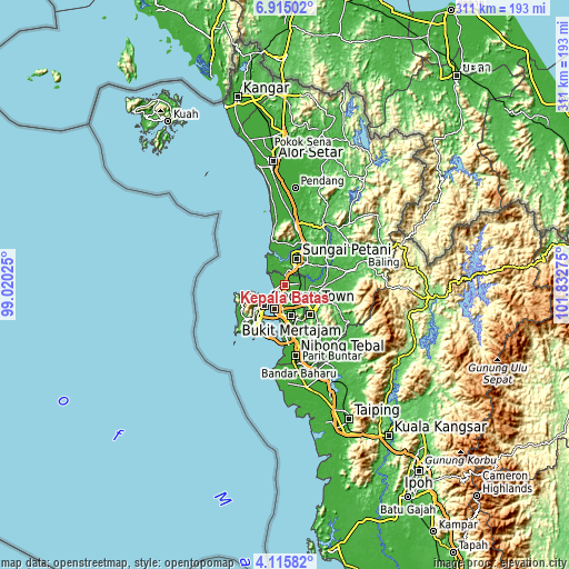 Topographic map of Kepala Batas