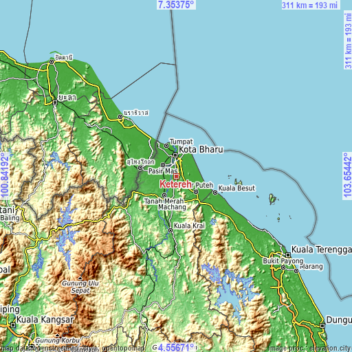 Topographic map of Ketereh