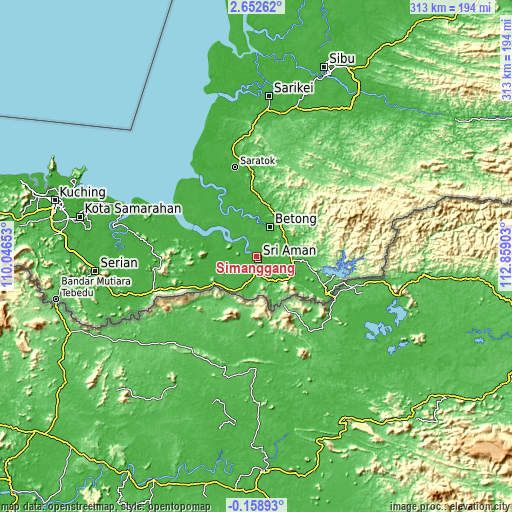 Topographic map of Simanggang