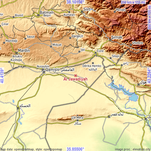 Topographic map of Al Jawādīyah
