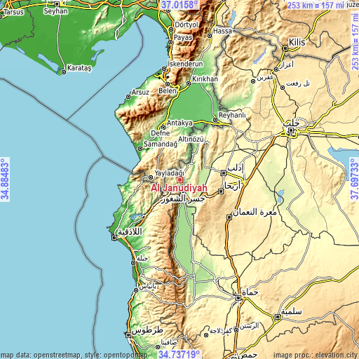 Topographic map of Al Jānūdīyah