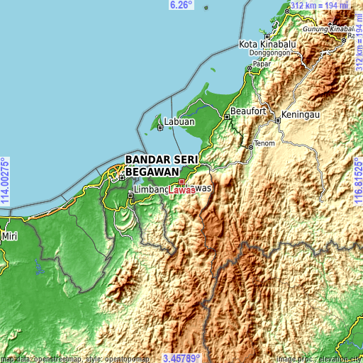 Topographic map of Lawas