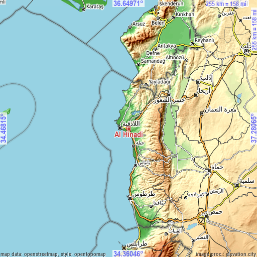 Topographic map of Al Hinādī