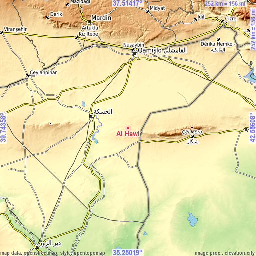 Topographic map of Al Ḩawl