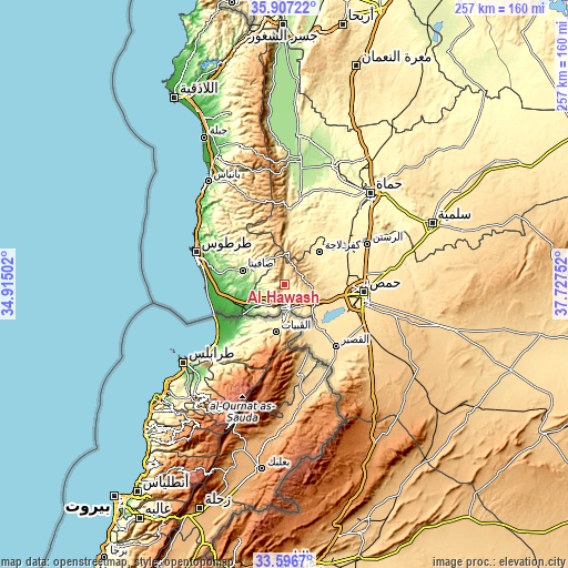 Topographic map of Al Ḩawāsh