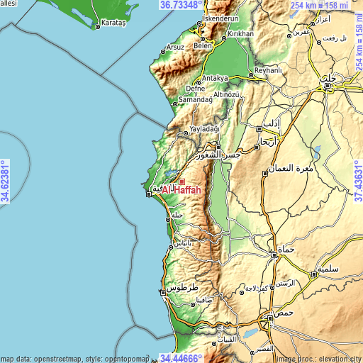 Topographic map of Al Ḩaffah