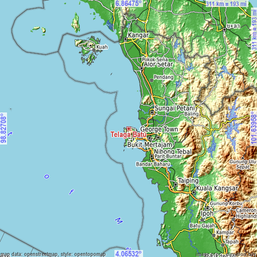 Topographic map of Telaga Batu