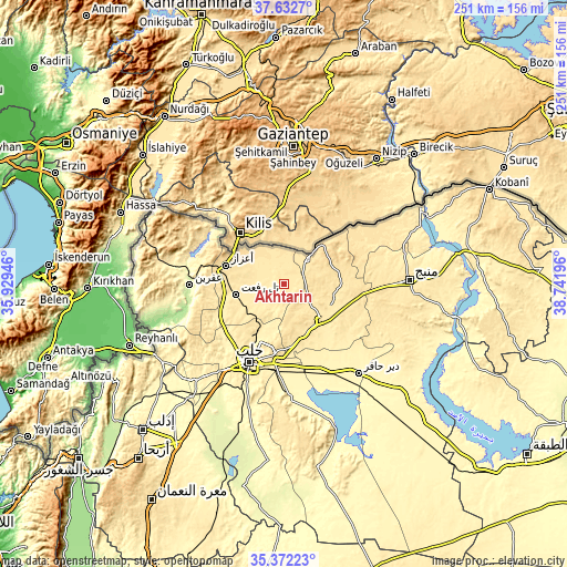 Topographic map of Akhtarīn