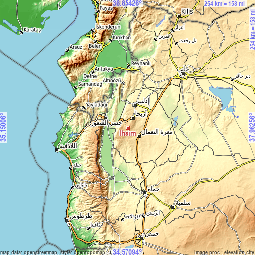 Topographic map of Iḩsim