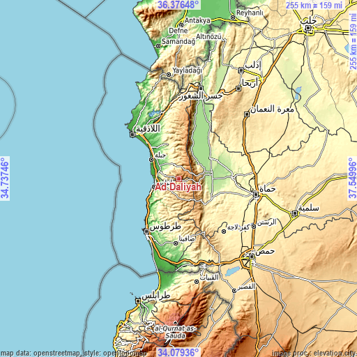 Topographic map of Ad Dālīyah