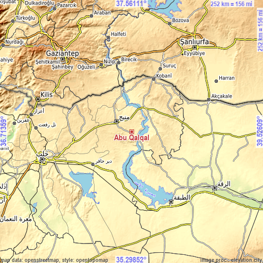 Topographic map of Abū Qalqal