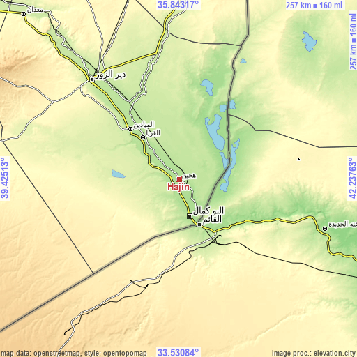 Topographic map of Hajīn