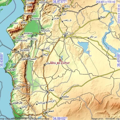 Topographic map of Abū az̧ Z̧uhūr