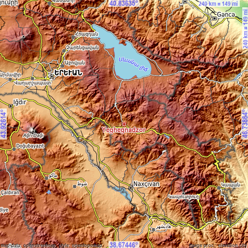 Topographic map of Yeghegnadzor