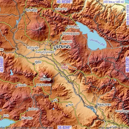 Topographic map of Vedi