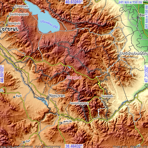 Topographic map of Shaghat