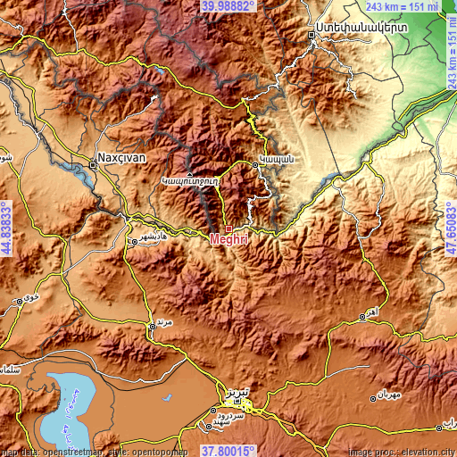 Topographic map of Meghri