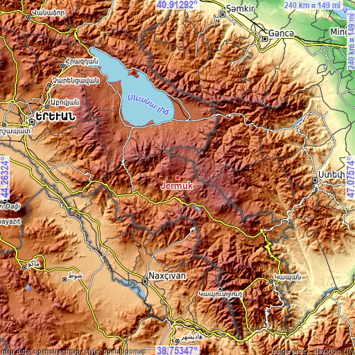 Topographic map of Jermuk