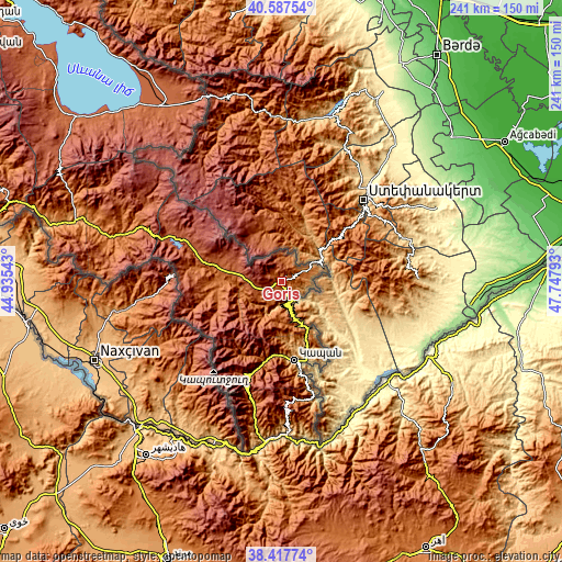 Topographic map of Goris