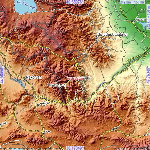 Topographic map of Dzorastan