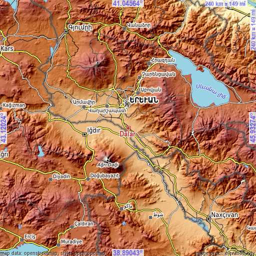 Topographic map of Dalar