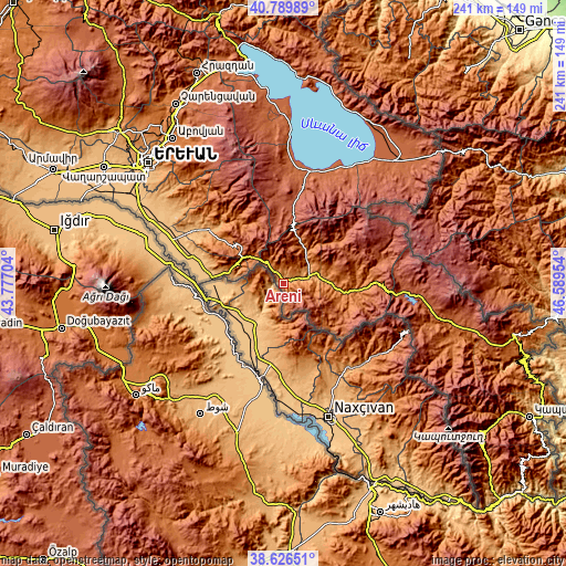 Topographic map of Areni