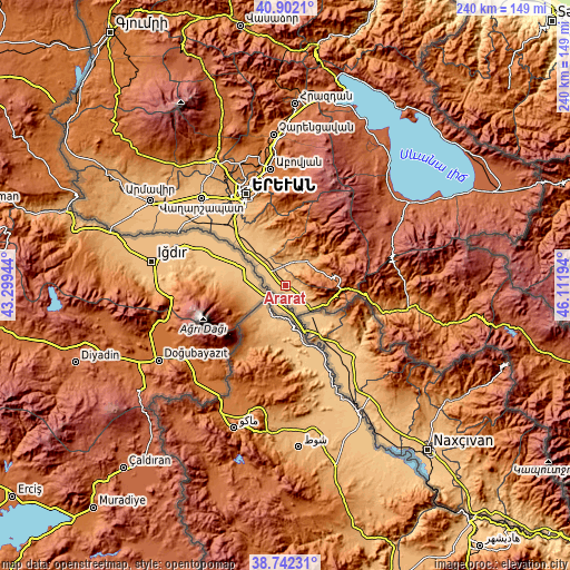 Topographic map of Ararat