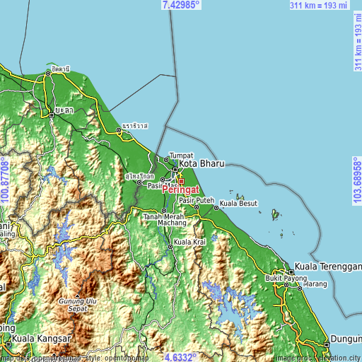 Topographic map of Peringat