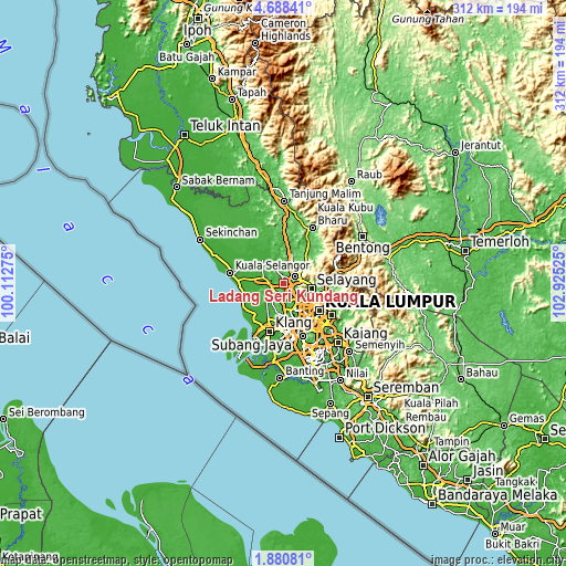 Topographic map of Ladang Seri Kundang