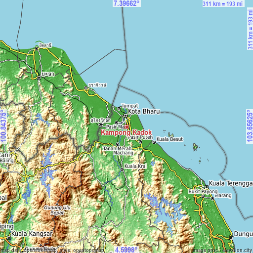 Topographic map of Kampong Kadok