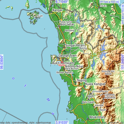 Topographic map of Juru