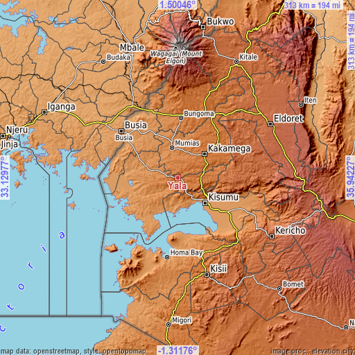 Topographic map of Yala