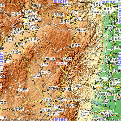 Topographic map of Liaoyang