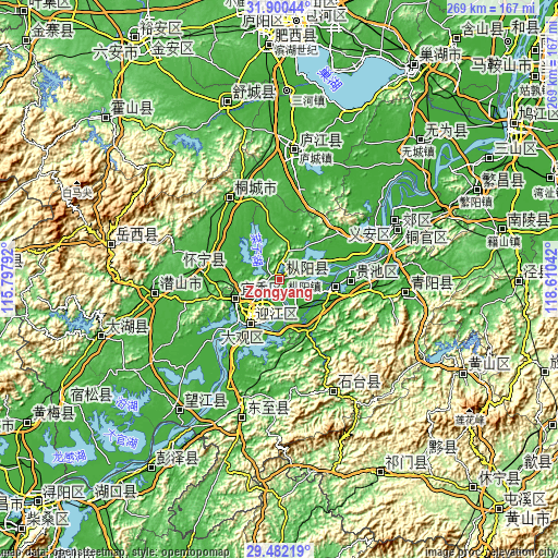 Topographic map of Zongyang